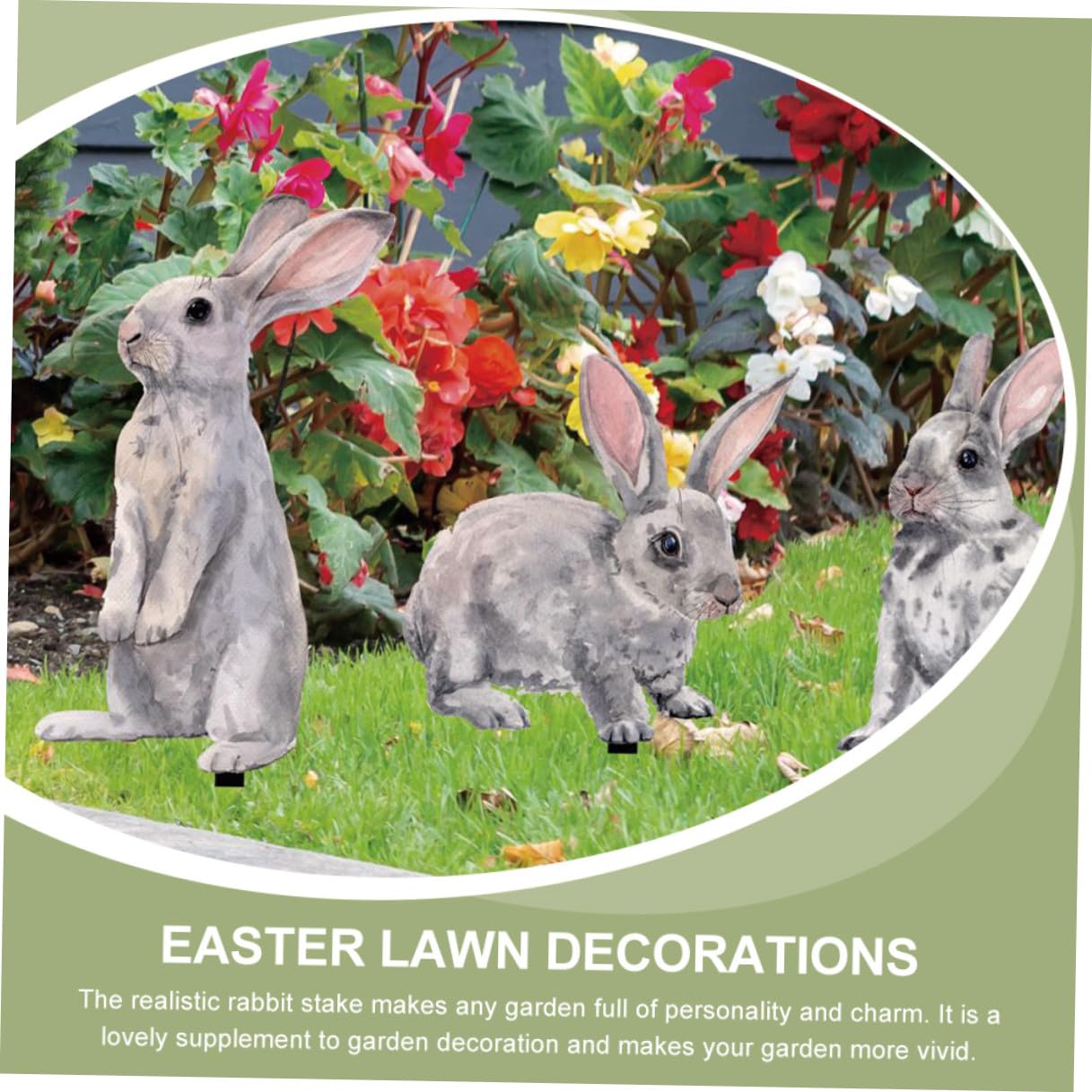 Gatuida 3 Stück Osterhasen Gartenstecker Spitz Zulaufend Hasendekoration für Gartenparty und Terrasse Außendekor