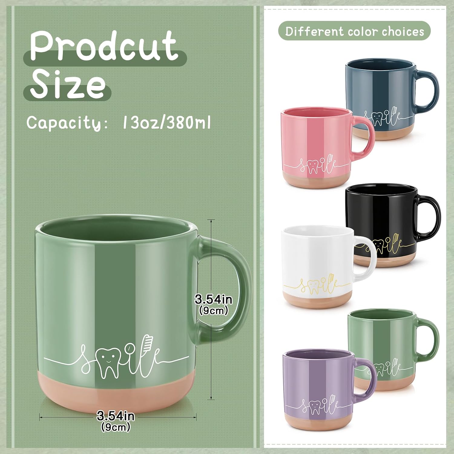 Meanplan 6 Pcs Dental Hygienist Appreciation Week Gifts Bulk 13 oz Dentist Teeth Ceramic Coffee Mugs Dental Hygienist Cups Thank You Gifts for Orthodontic Dentist Assistant Doctor Nurse Office