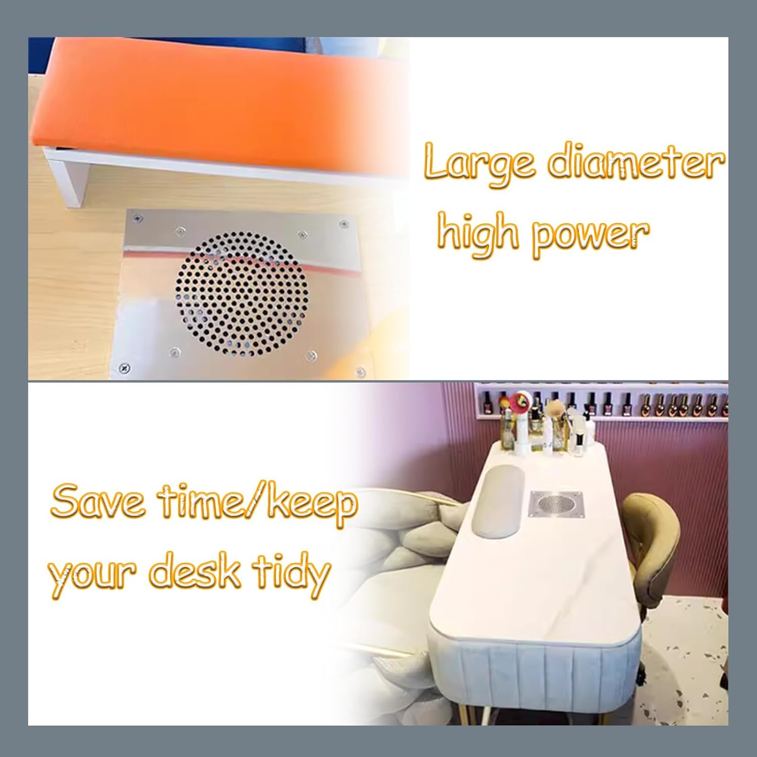 Nail Dust Collector, Dust Collector Nail Tech, Professional Built in Desktop Nail Dust with 2 Dust Bags, Low Noise for Nail Salon