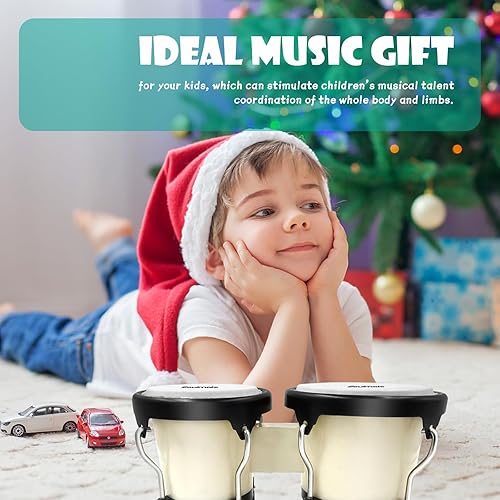 Miniatura 83 de Soulmate Bongo - Juego de tambores de 6 y 7 pulgadas para niños, adultos, principiantes, profesionales, cavidad transparente y metal, instrumentos