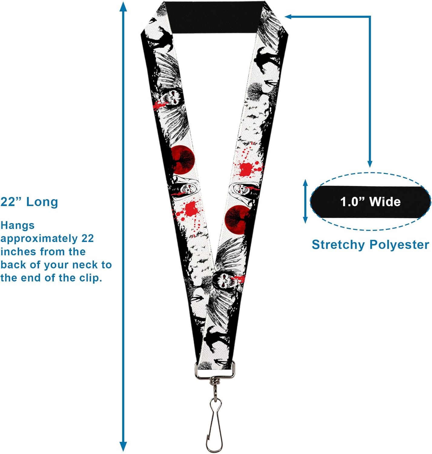 Buckle-Down Lanyard - 1.0" - Fright Night White/black/red Accessory - Image 3