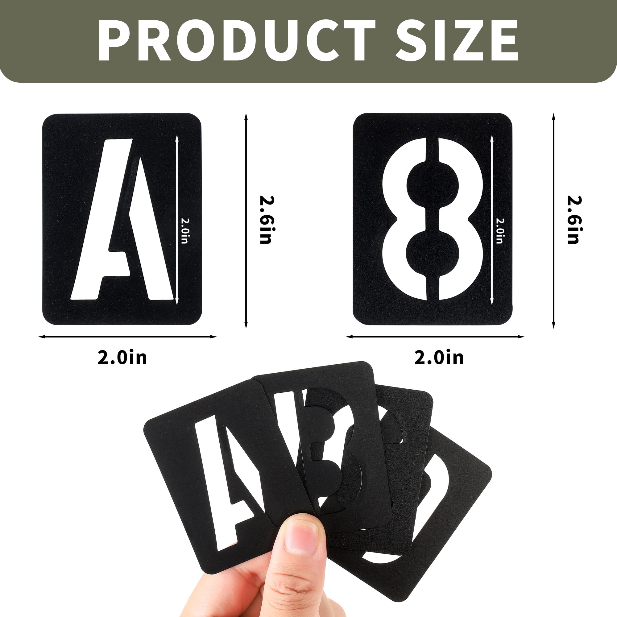 Plantillas de letras y números de 5 cm, 42 plantillas de plástico reutilizables para pintar en madera, pared, tela, roca, señalización, pizarra, decoración de manualidades
