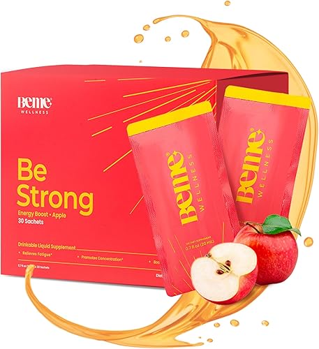 BeStrong Vitamina B12 Liquid Shot. Aumenta naturalmente la energía + el rendimiento mental con guaraná, taurina + colágeno 30 prácticos sobres con
