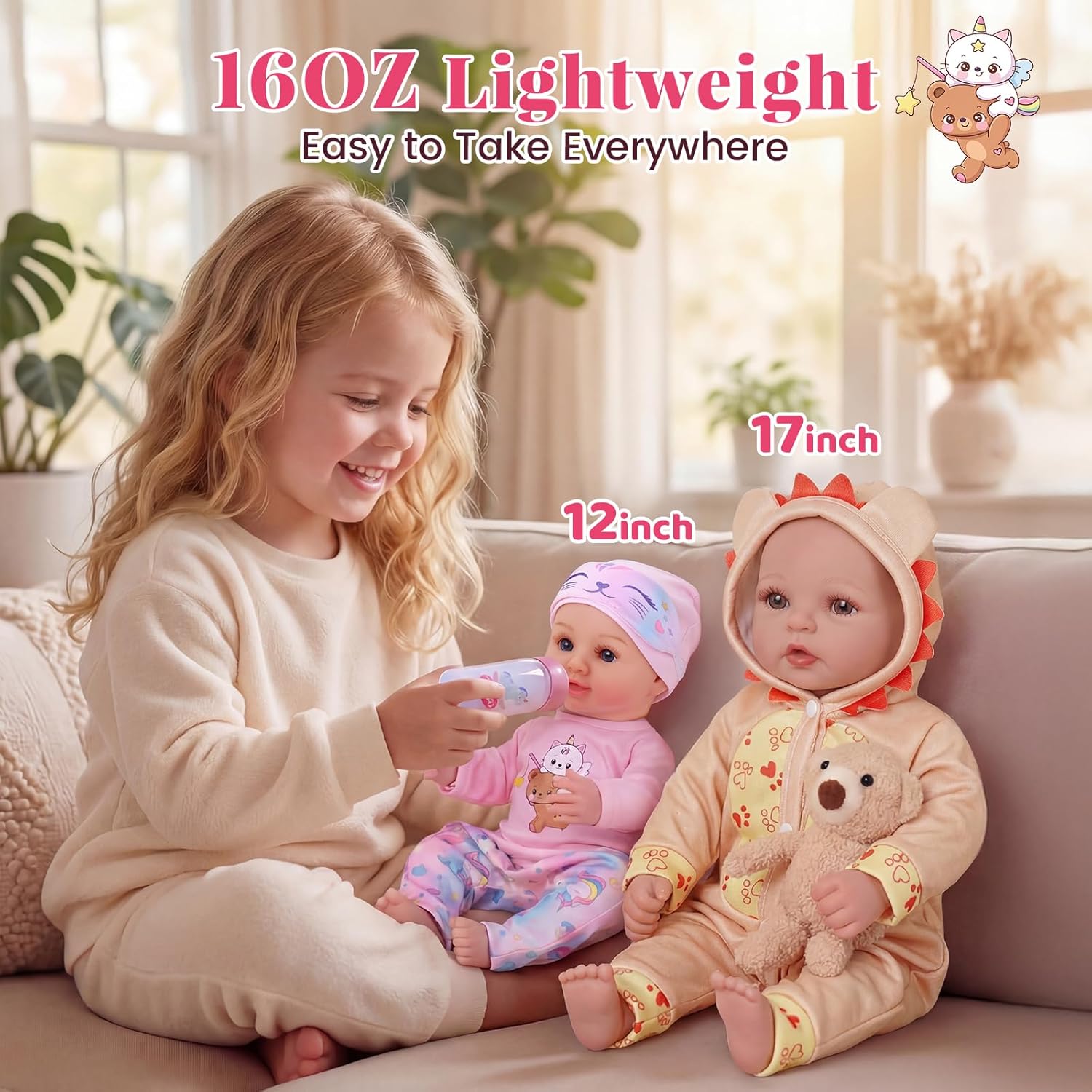 BABESIDE 12 Inch Baby Doll, Realistic Full Vinyl Baby Doll Set with Accessories, Small Baby Doll Toys for Girls 3+, Pretend Play Baby Dolls with Bottle, Ideal for Birthday, Pretend Play, Christmas