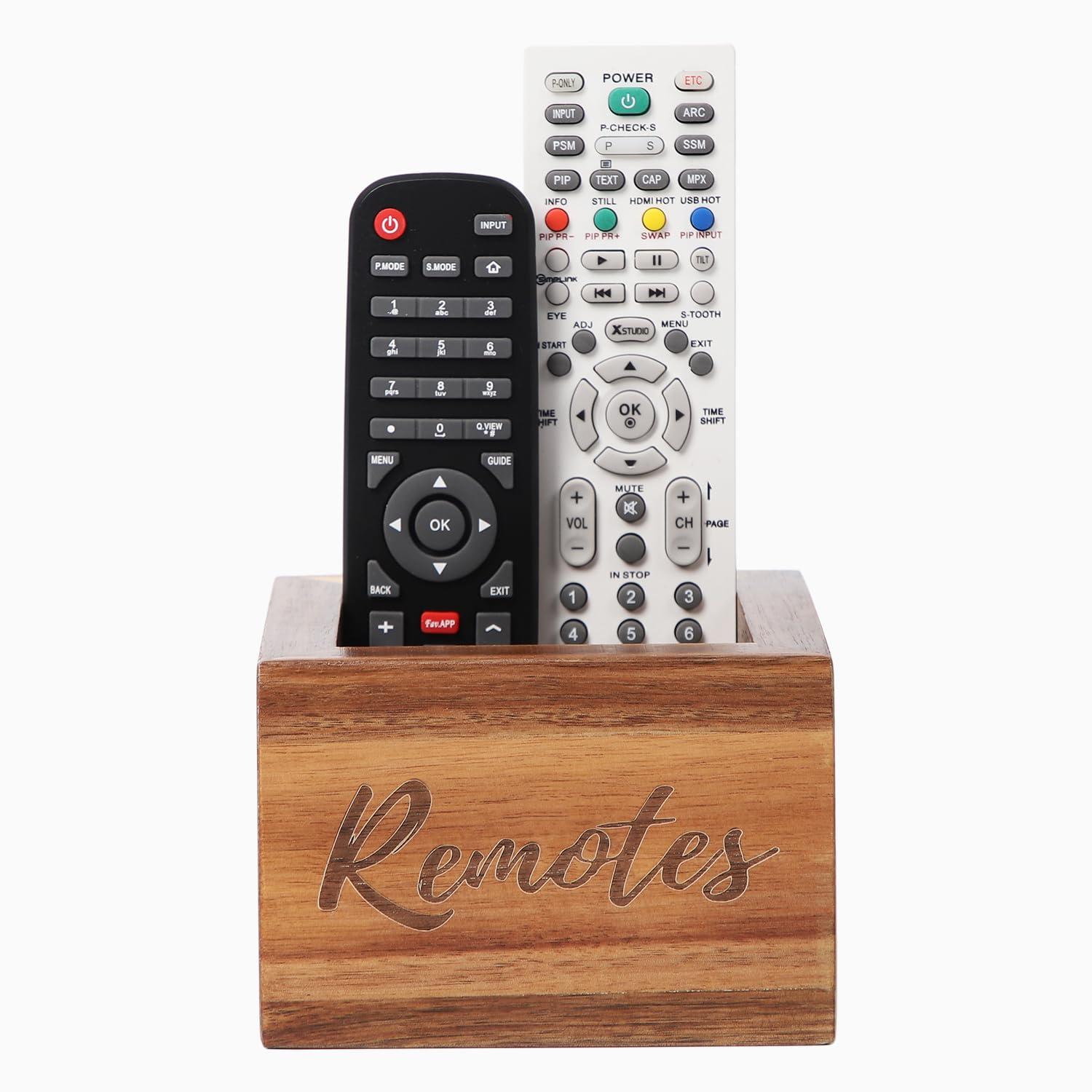 Support en bois d'acacia pour télécommande de table (pour 2 ou 3 télécommandes) 3,5 x 3,5 x 3,5 cm