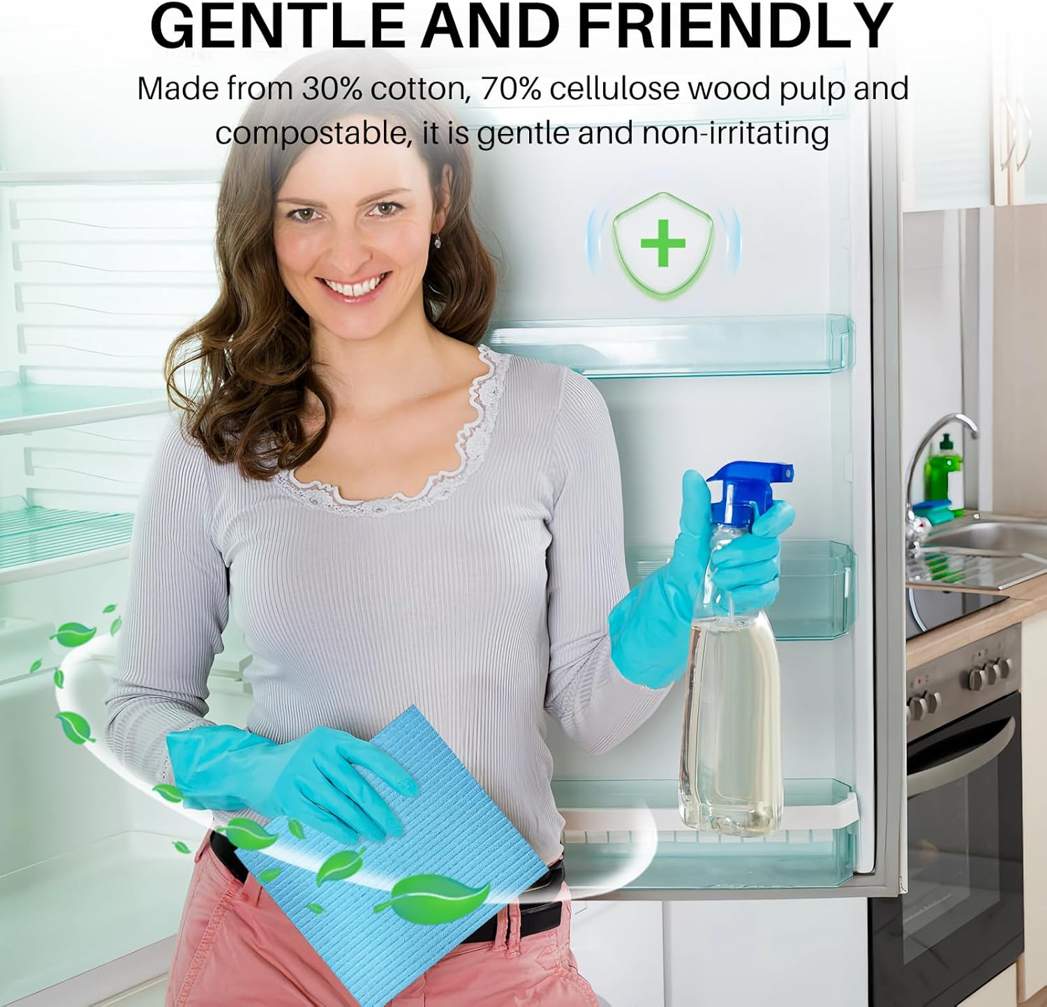 Cleaning Rags Swedish Dishcloths, Cellulose Sponge Cloths Absorbent Wipes, Swedish Dishcloth for Kitchen, Assorted Dish Cloths for Washing Dishes, 10 pcs Blue - Image 3