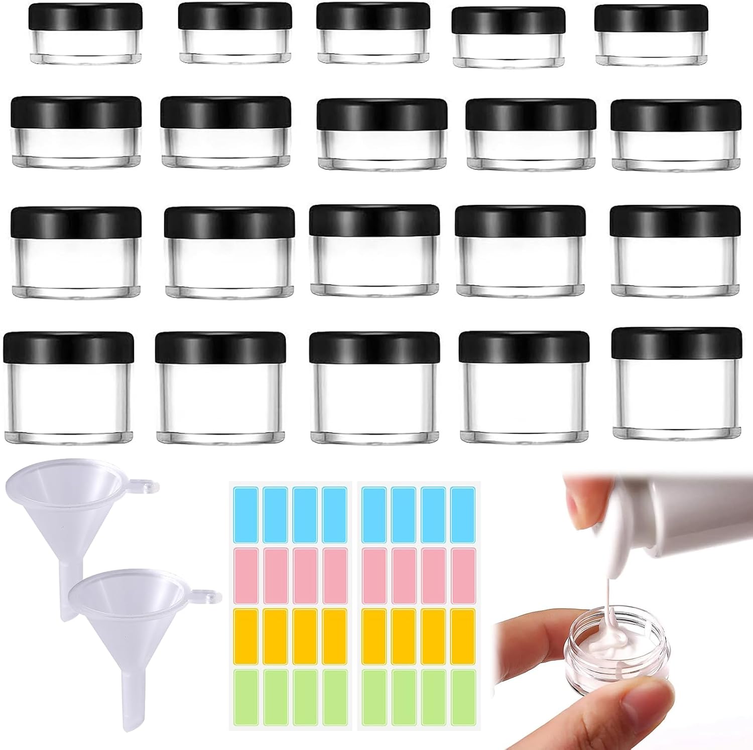 Mini-cosmeticapotjes, mini-potjes, 26 stuks lippenbalsem, leeg slagroomglas, cosmeticacontainer, transparante lege container, ideaal voor make-up, crèmes, lotions, minikaarsen en meer