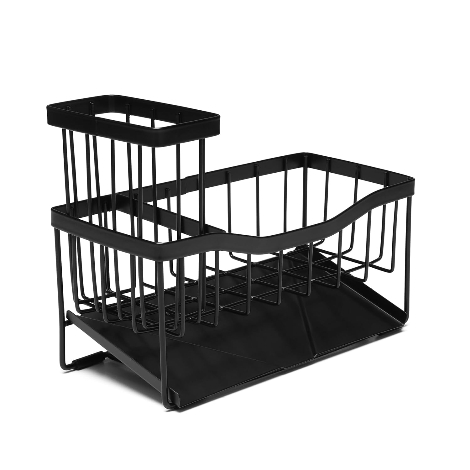 Modern Kitchen Sink Caddy Organizer with Soap Sponge Holder Rustproof Stainless Steel Brush Stand for Sink Counter Stylish