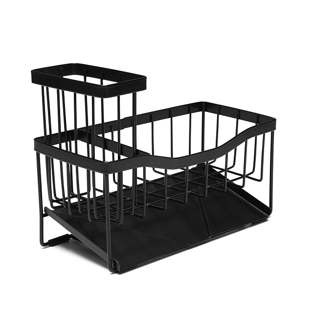 Modern Kitchen Sink Caddy Organizer with Soap Sponge Holder Rustproof Stainless Steel Brush Stand for Sink Counter Stylish