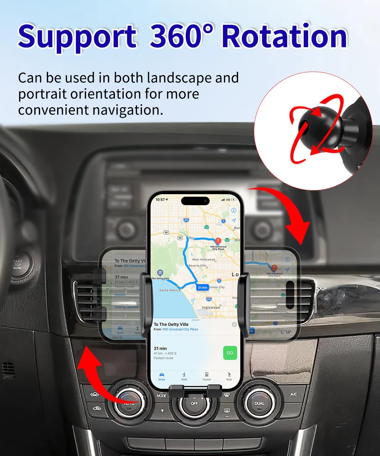 Car Phone Holder for Mazda CX-5 2013 2014 2015 Auto Accessories，One Hand Place & Pick，360° Rotation，Hands Free，for 4.7-7 inch Phones