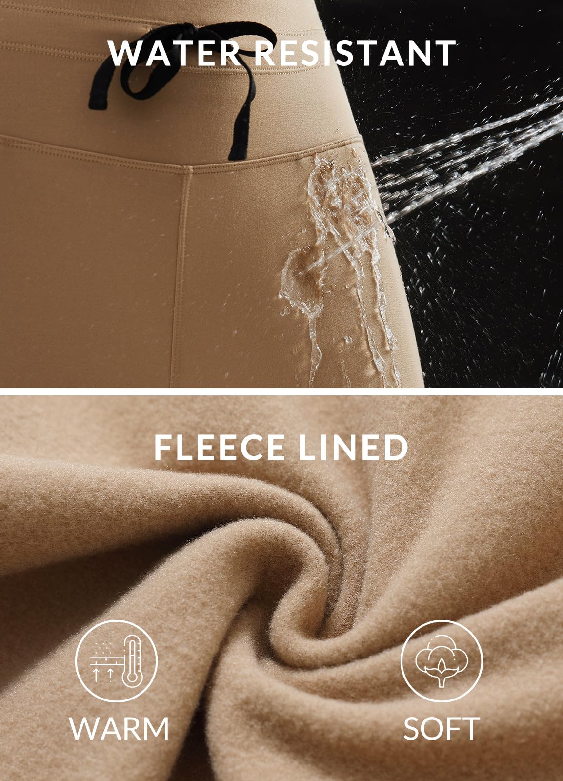 Baleaf Women's Fleece Lined Leggings – Water Resistant, Thermal Winter Pants With Pockets For Hiking & Ski
