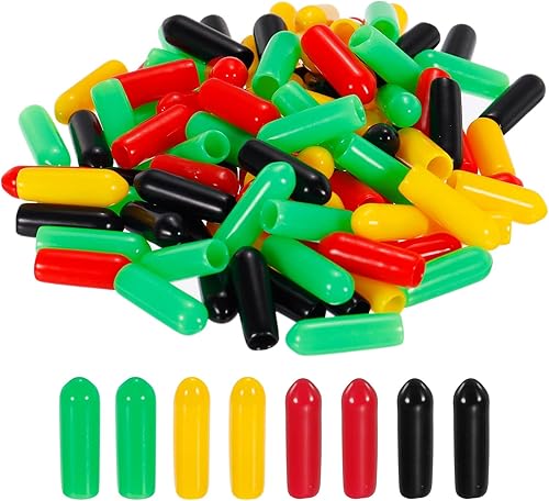 MECCANIXITY 100 tapas de goma de 316 pulgadas (0.197 in), surtido, protector de rosca de vinilo de PVC, tapas redondas de alambre para perno de