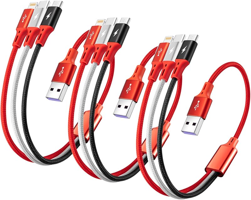 Multi Charging Cable, 3 in 1 Retractable Multiple Charger Cable, Fast Charging Cable, USB C Charger with Lightning/Micro/Type C for iPhone, iPad, Samsung, PS, Tablets & More (3,1ft) | Braided Charging Universal Phone Charger Cord with Type-C/Usb C,Micro USB,IP Port Lightning for more Cell Phones