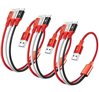 Multi Charging Cable, 3 in 1 Retractable Multiple Charger Cable, Fast Charging Cable, USB C Charger with Lightning/Micro/Type C for iPhone, iPad, Samsung, PS, Tablets & More 3,1ft