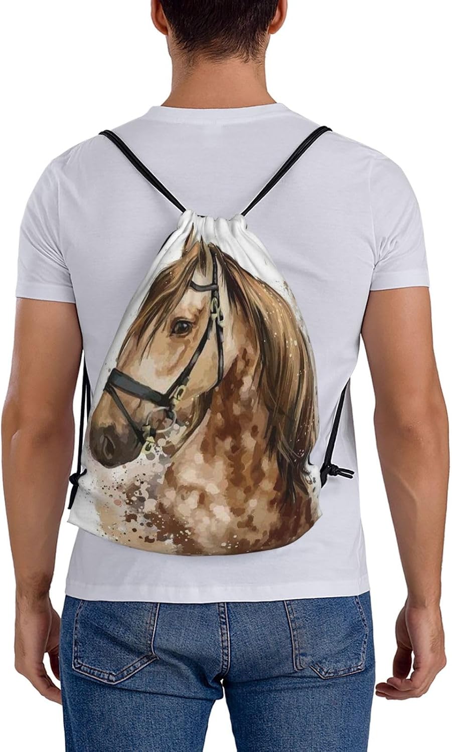 Brown Horse Drawstring Backpack Sports Gym Sack Sackpack String Bag Cinch Bag For Sport Yoga Travel Shopping Women Men