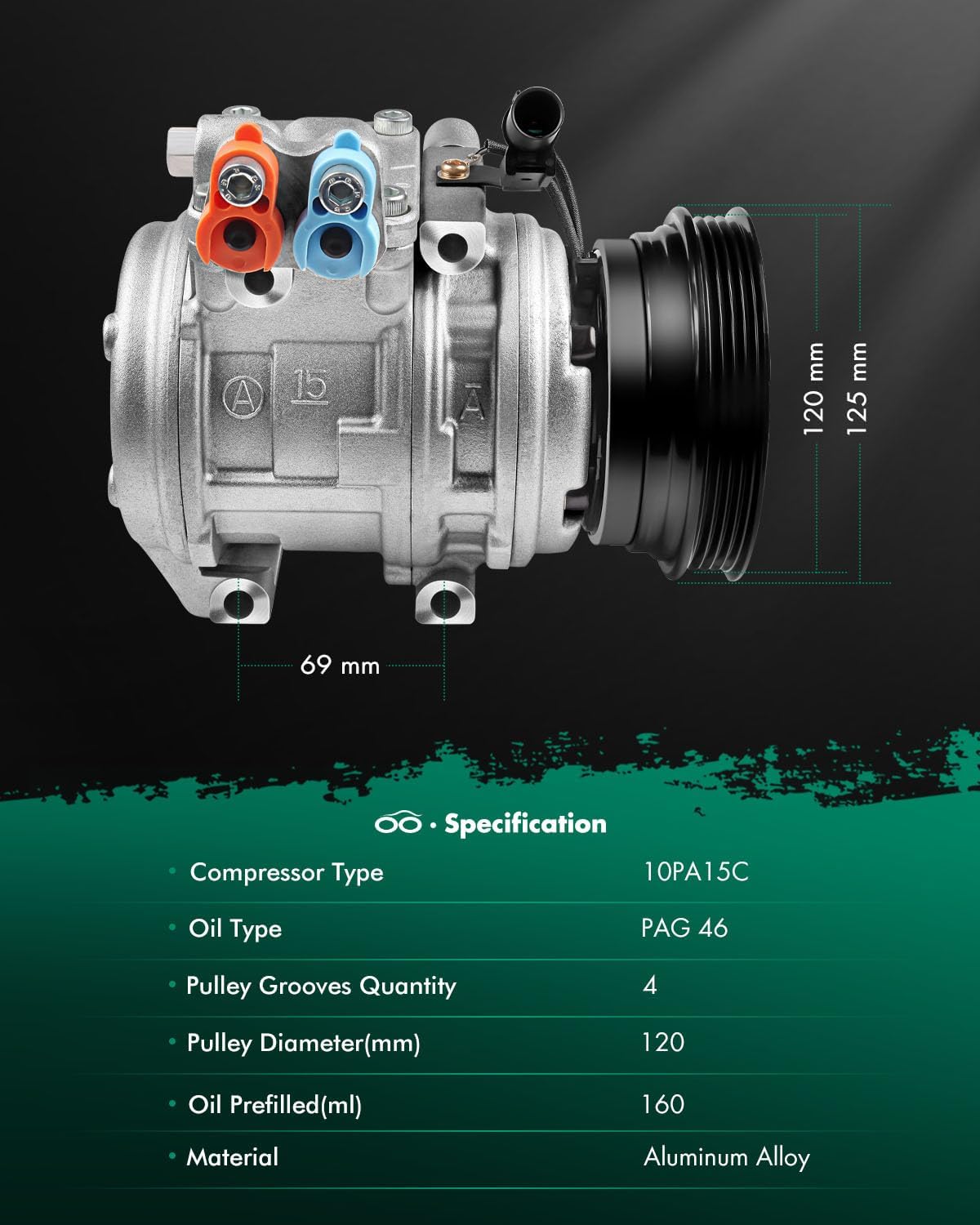 SCITOO AC Compressor for Hyundai for Tucson 2.0L 2005-2007, Fast Cooling Air Conditioner Compressor for Kia for Spectra 1.8L 2003-2004, for Kia for Spectra5 2.0L 2005-2006 CO 21014C