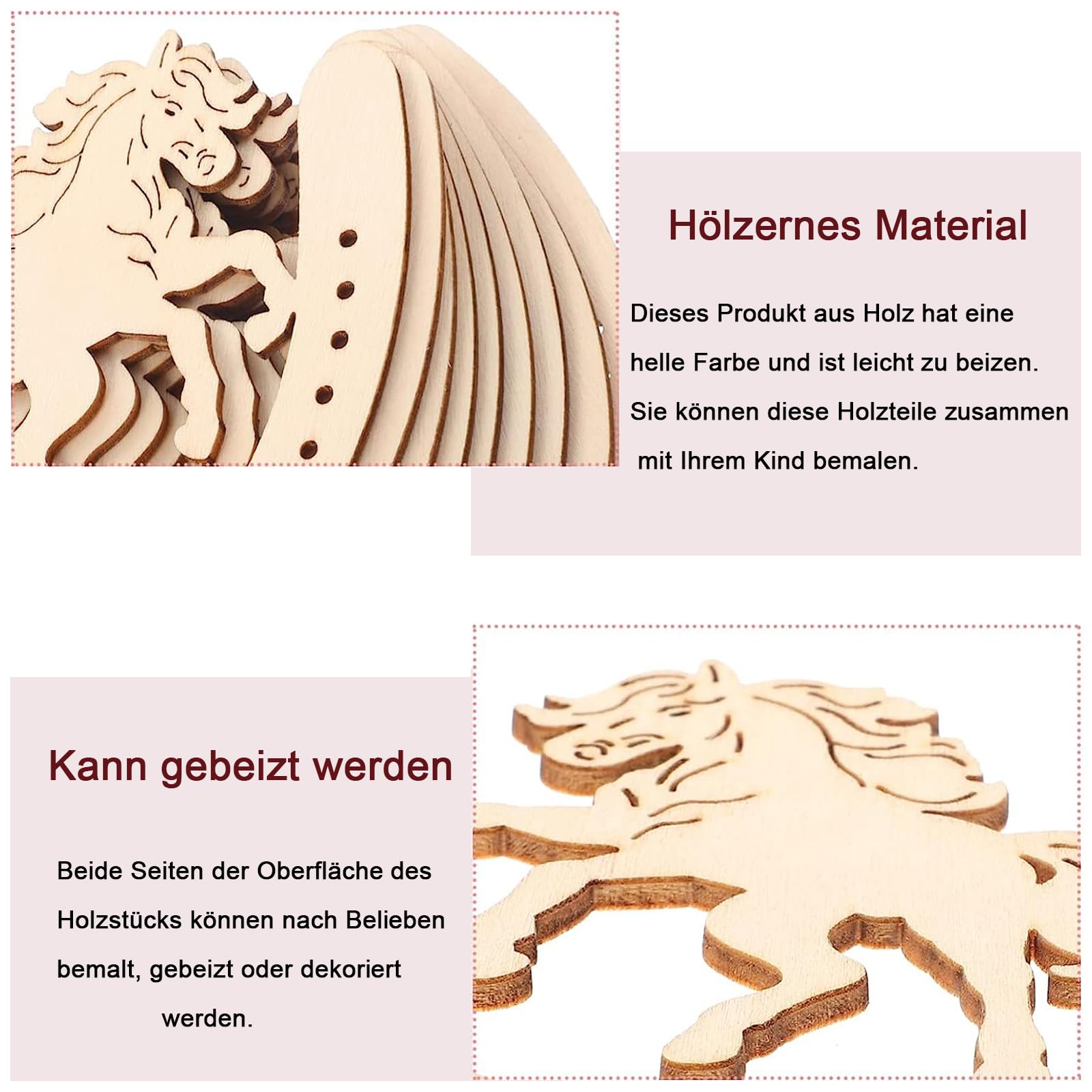 Ruispeed 24 stuks houten paard knutselset – Western Cowboy & eenhoorn houtsneden om te beschilderen, doe-het-zelf kerstdecoratie voor kinderen, klassieke houten feestcadeaus om zelf vorm te geven