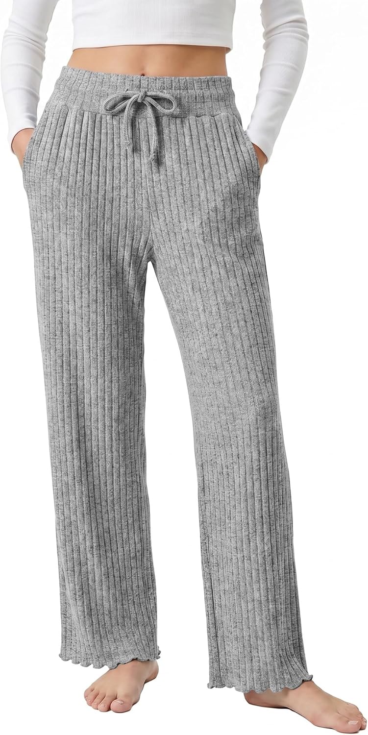 HEARTNICE Pajama Bottom for Women Soft Ribbed Knit Pants Pockets Drawstring