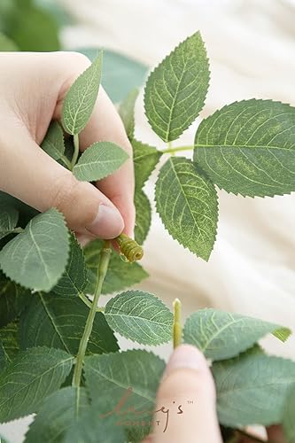 Miniatura 7 de Ling's Moment Guirnalda de Follaje de Hojas de Rosa Artificial - Paquete de 6, Enredaderas para Velas, Tallos Falsos Empalmables de 2.3 pies para
