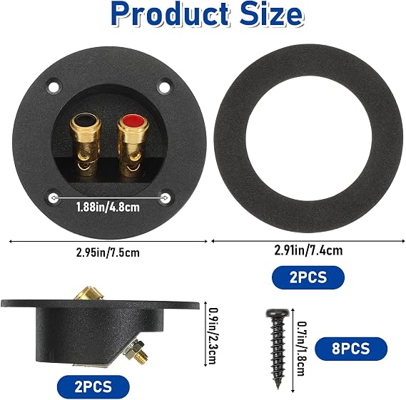 2 Pcs Speaker Sub Box Terminals Cup 3 Inch Round 2-Way Speaker Box Round Push Spring Subwoofer Boxes Terminal Binding Post Spring Cup Connector