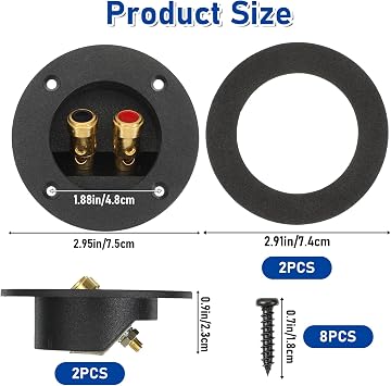 2 Pcs Speaker Sub Box Terminals Cup 3 Inch Round 2-Way Speaker Box Round Push Spring Subwoofer Boxes Terminal Binding Post Spring Cup Connector