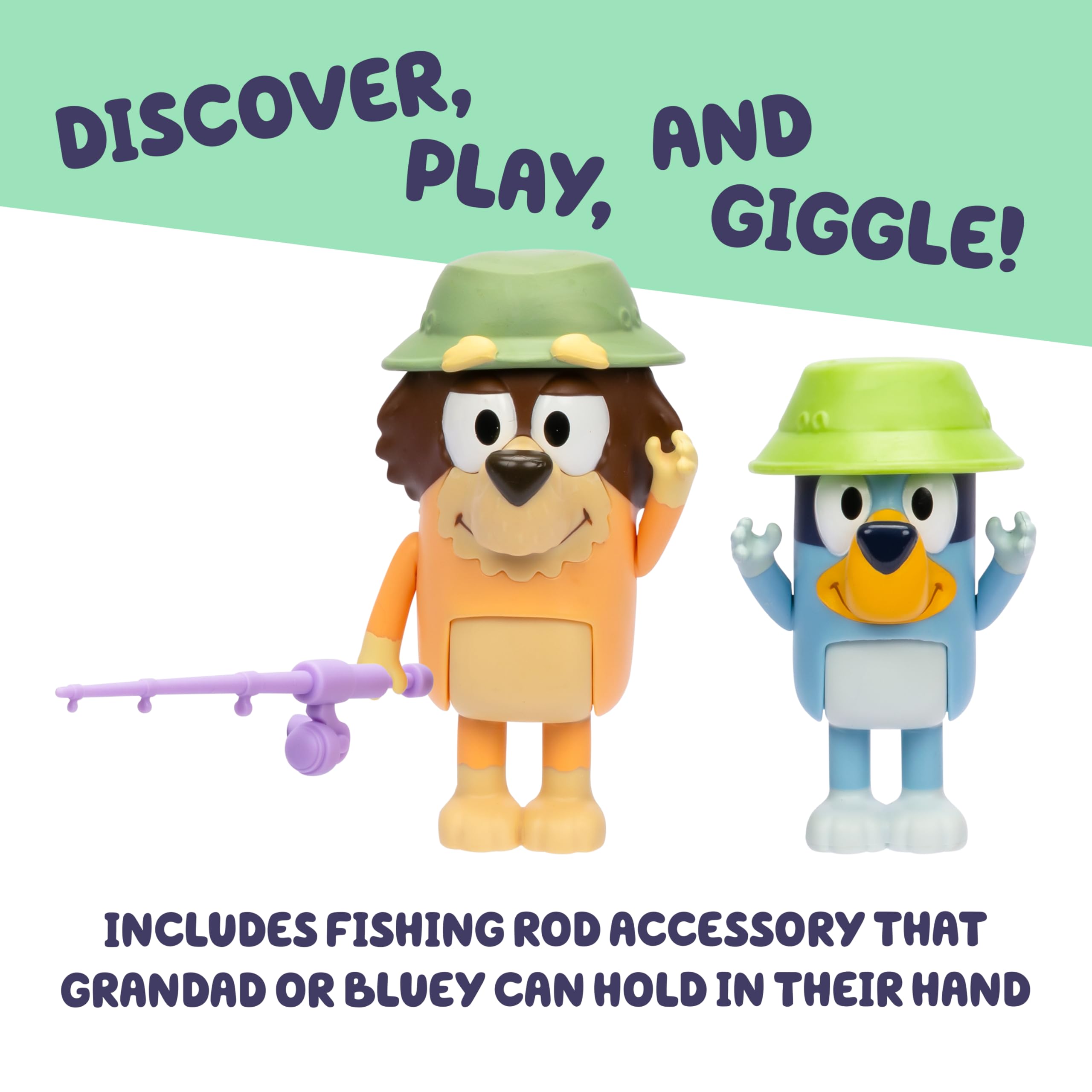 bluey kids fishing pole Figure 2-Pack - with Grandad, 2.5 Inch Figures with Accessories, Can Recreate Their Favorite Moments from The Episode Cavity Count:3-Cavity On Sale Now and playful learning to Antiques Atlas - George
