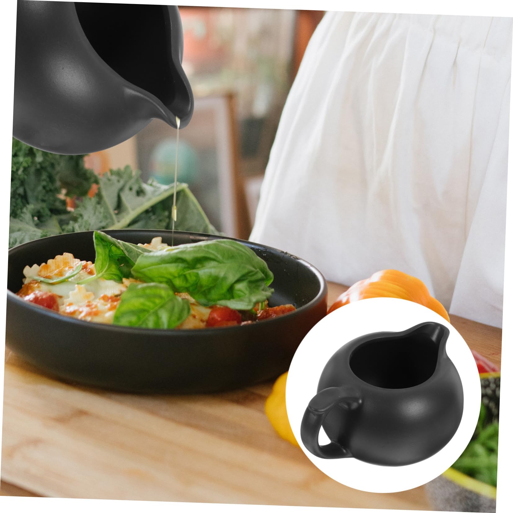 PRETYZOOM Jarra Diseño Único y Fácil de Usar de Cerámica Negra para Servir Leche y Jarabe Adecuado para Cafeterías y Decoración del Hogar Moderna