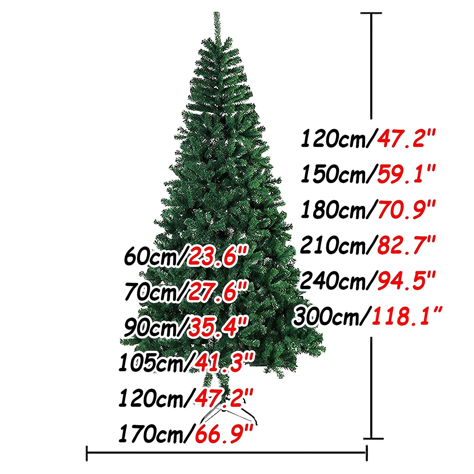 Arbol de Navidad Artificial Verde Sin Adornos Plantas Artificiales Exterior con Soporte De Metal Árboles de Navidad Originales de PVC para Fiestas, Dormitorios, Tiendas(210cm/82.7")
