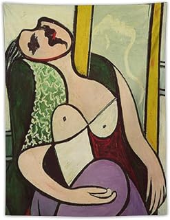 JU XIANG Pablo Picasso Tapestry,Girl in Front of Mirror 1932 Wall Tapestry Scroll Tapestries Art Painting Picture Bedroom Decor Home 30"x40"