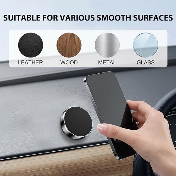 Mowpiny 2 Piezas Soporte Magnetico Movil Coche, Imán Pequeño Redondo para Coche Instalación Sin Herramientas, Iman Movil Adhesivo Universal para iPhone Samsung Huawei - 3