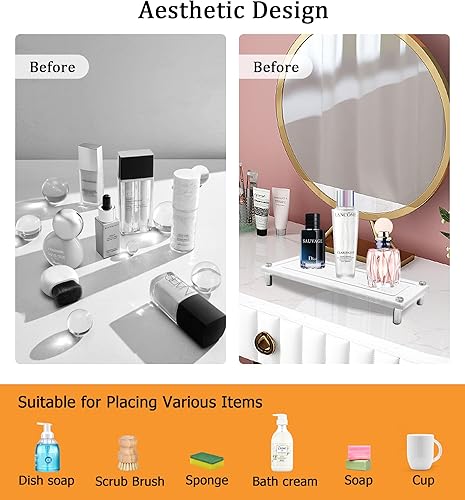 Miniatura 5 de Bandeja de secado de piedra para fregadero de baño y encimera de cocina, bandeja de fregadero de piedra de secado rápido con protección de pies de