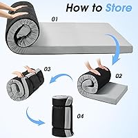 Vista 9 de CYMULA Almohadilla de Colchón de Espuma Viscoelástica para Acampar, Almohadilla para Dormir de 3 Pulgadas para Acampar, Base Antideslizante Inferior