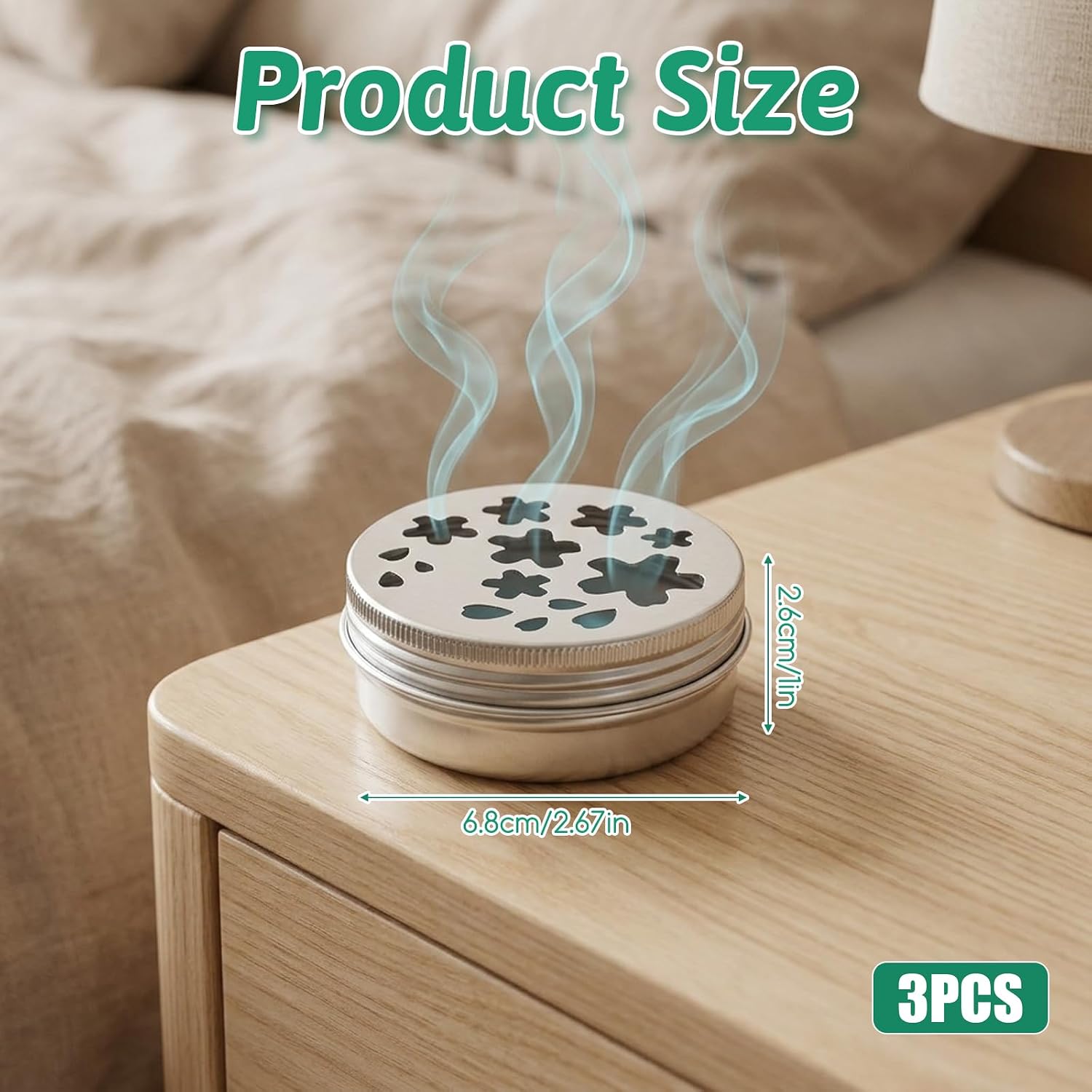 Skrfren 2oz Scent Beads Container, 3 PCS Small Aluminium Tins 60ml Metal Tin Containers Empty Storage Containers with Hollow Lids for Aromatherapy Air Freshener Candles Travel Storage, Silver