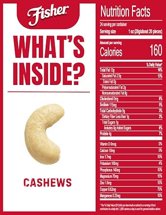Fisher Oven Roasted Never Fried Deluxe Mixed Nuts, 24 Ounces (1 Pack) + Fisher Oven Roasted Never Fried Whole Cashews, 24 Ounces (1 Pack), Snacks for Adults