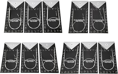 Agujas de tejer circulares, juego de agujas de tejer de doble punta de acero inoxidable, agujas de hilo de ganchillo de metal flexible, calcetines
