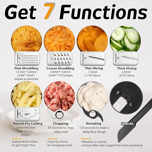 Miniatura 4 de Tazón XL de procesador de alimentos fundido a presión de 14 tazas, canal grande, motor de 800 W y base de fundición a presión plateada, rebanar y