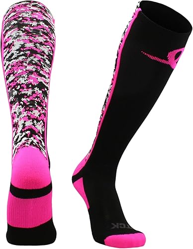 TCK Digital Camo Aware Over the Calf Socks Pink Ribbon Softball Soccer Football