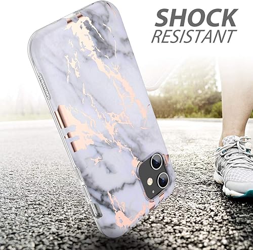 Miniatura 4 de SURITCH - Carcasa de mármol para iPhone 12 Mini, Protector de pantalla integrado Protección de cuerpo completo a prueba de golpes de silicona