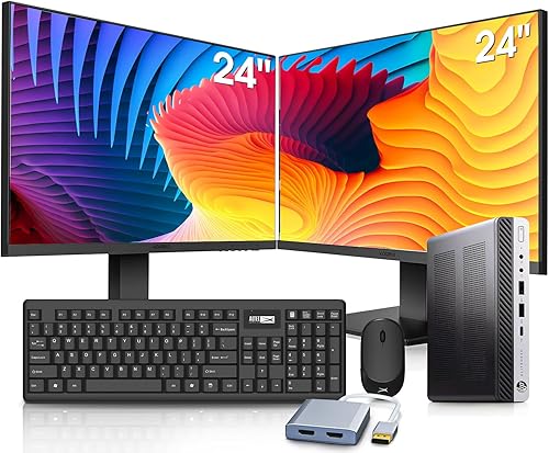 HP Mini computadora 800 G3 con dos monitores de 24 pulgadas, Intel i7-6700, 32 GB de RAM, SSD NVMe de 1 TB, Wi-Fi 6e, Bluetooth 5.2, Windows 10 Pro disponible en Yaxa Guatemala