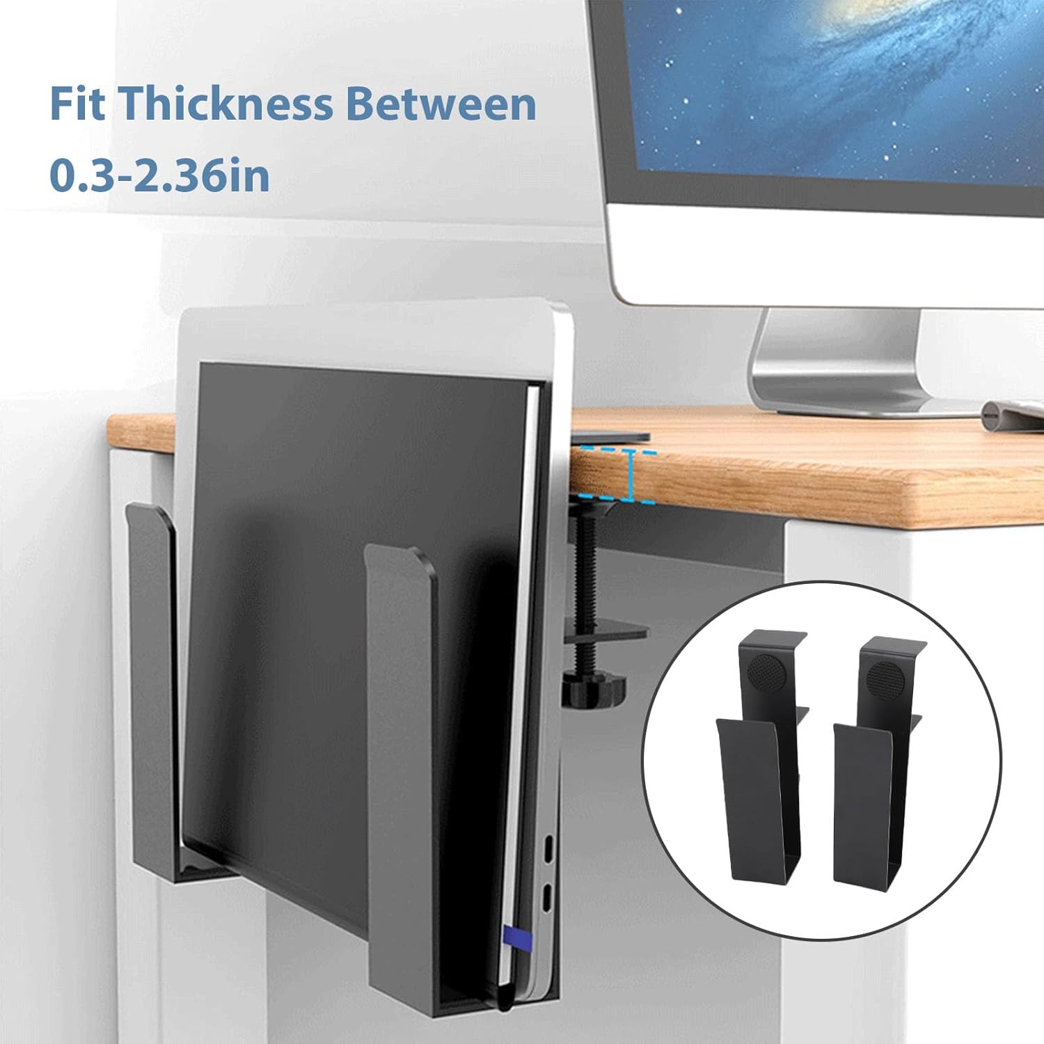 Adjustable Side Laptop Mount Desk Side Storage Organizer Laptop Holder Clamp On Table Hanging Storage Home Office