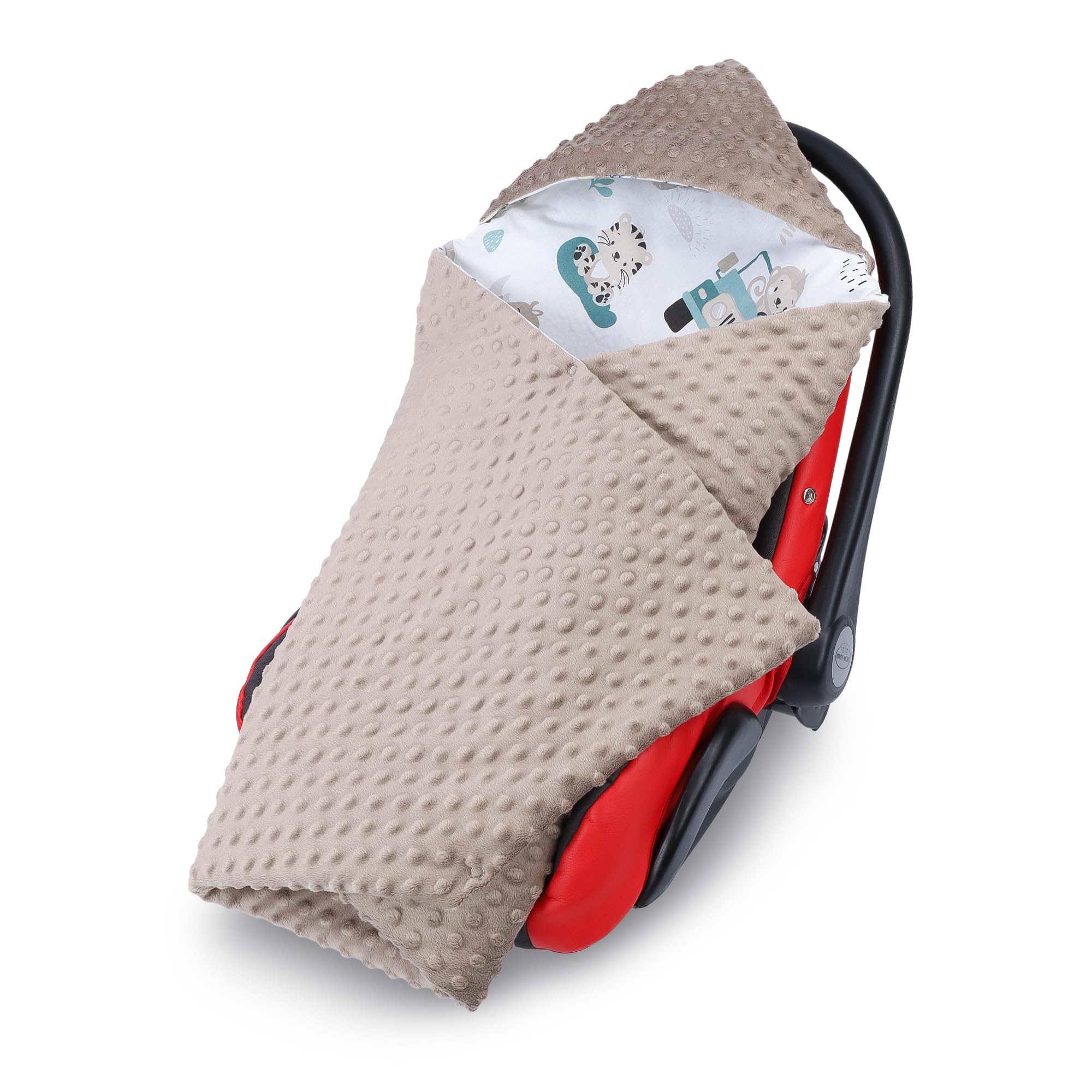 Sacco ovetto coperta invernale 90x90 cm - universale lavabile copertina per passeggino bebe per seggiolino auto bambino o swaddle neonato 0-6 mesi Oeko-Tex Africa marrone