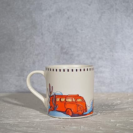 Almiro Tree Ceramic Coffee Mug | 280 ml | Microwave Safe | for Hot & Cold Coffee, Milk & Tea Cup | Matte Finish Mugs | Travel Theme Printed Ceramic Mug, Pack of 1