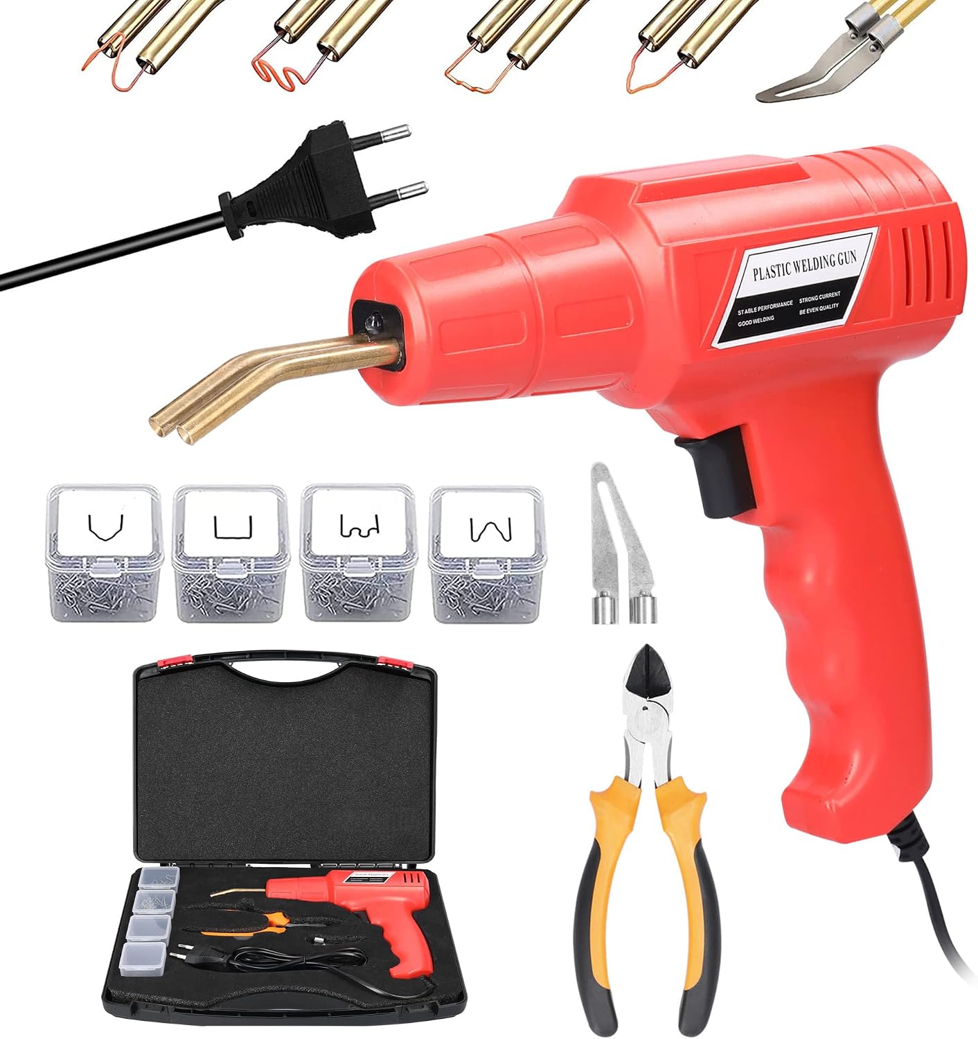 Preciva Soudure Plastique, avec 6 Formes/750pcs Agrafes Chaudes, Chauffage Instantané 3s, 50W Noyau Chauffant en Laiton avec Double Lumière LED, Souder les Plastiques Cassés, les Pare-Chocs de Voiture Preciva Soudure Plastique, avec 6 Formes/750pcs Agrafes Chaudes, Chauffage Instantané 3s, 50W Noyau Chauffant en Laiton avec Double Lumière LED, Souder les Plastiques Cassés, les Pare-Chocs de Voiture