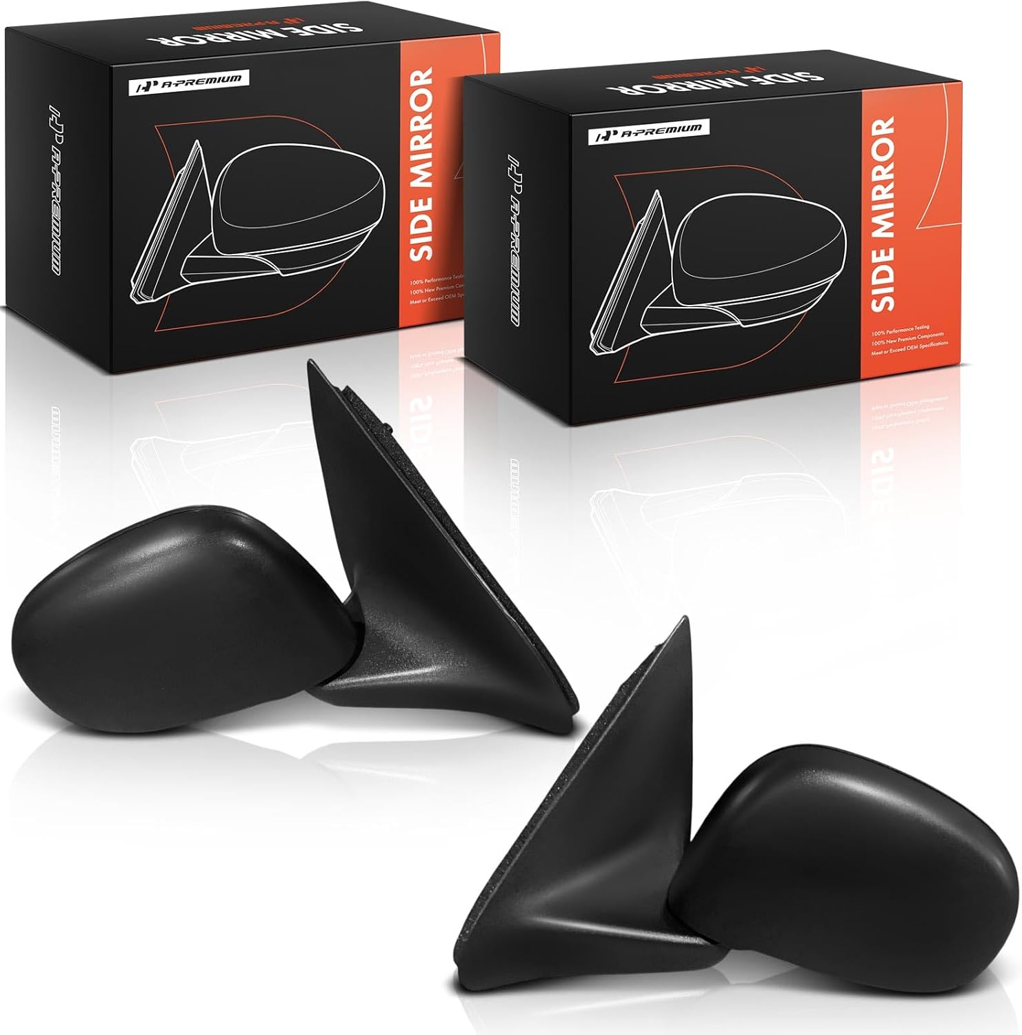 A-Premium Pair (2) Driver and Passenger Side Manual Door Mirror - Compatible with Ford F-150 F150 1997-2002 - Non-Heated, Power Folding, Black Outside Rear View Mirror