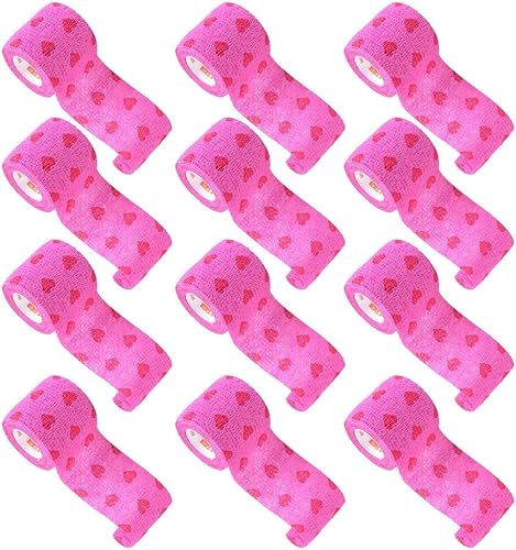 Miniatura 5 de 12 rollos de envolturas cinta autoadhesiva cinta deportiva vendaje envoltura envoltura cubierta transpirable - corazón rojo