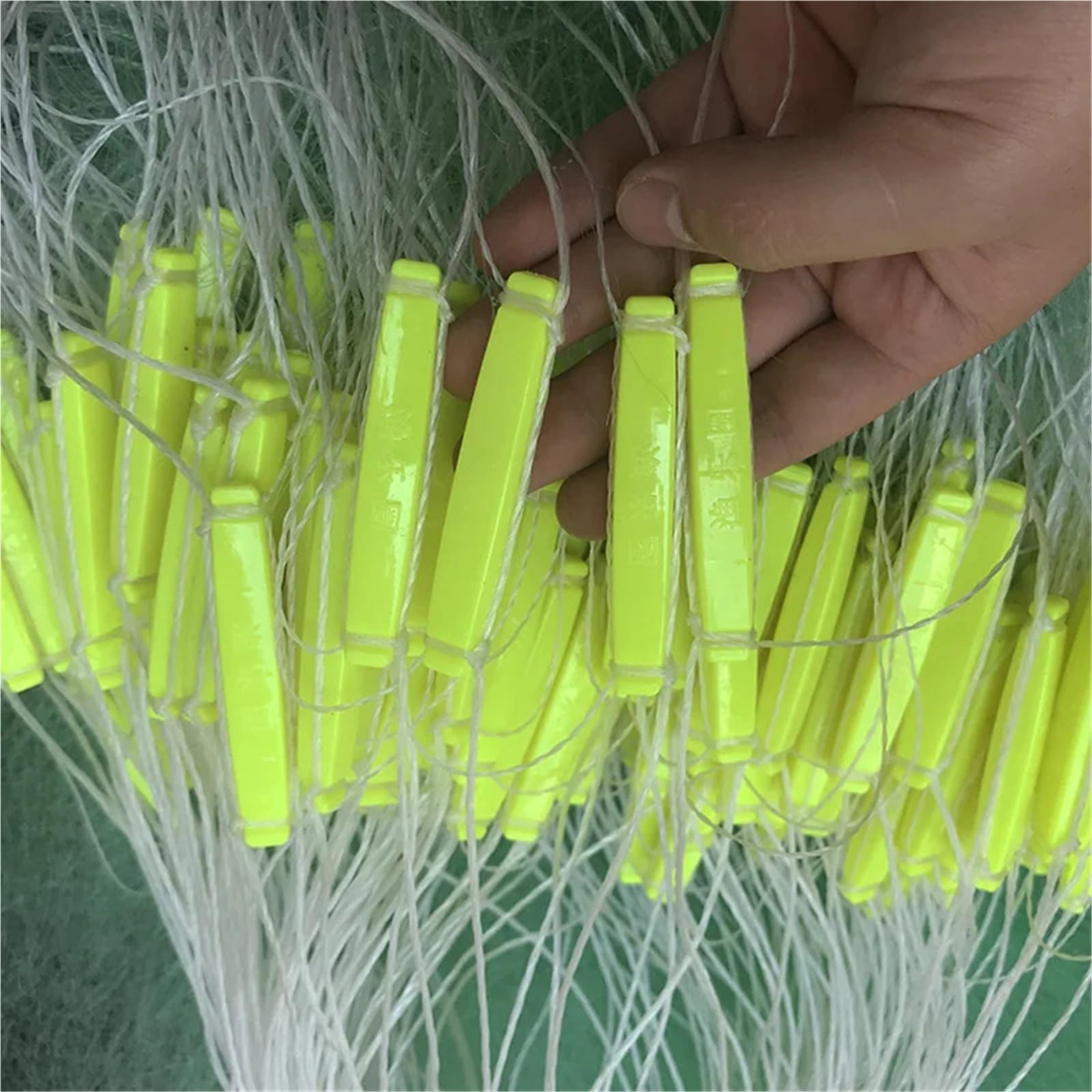 Klebriges Netz Sinkendes Reusennetzwerk aus Nylon | 40 m einlagig mit langem Anhänger und Schwimmer