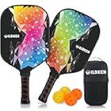 WILDKEN Pickleball Paddles Set of 2, 7.9oz Lightweight, USAPA Approved Fiberglass Paddles with 2 Pickleballs & 1 Bag