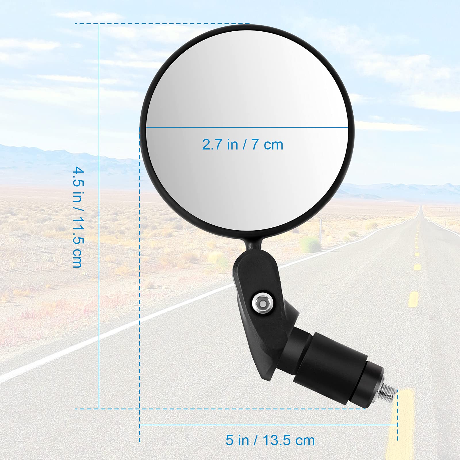 Accmor 2pcs Bike Mirror, Bar End Bicycle Riding Rearview Mirrors for Handlebars, Adjustable 360 Degree Rotatable Convex Mirror for Mountain Road Bikes