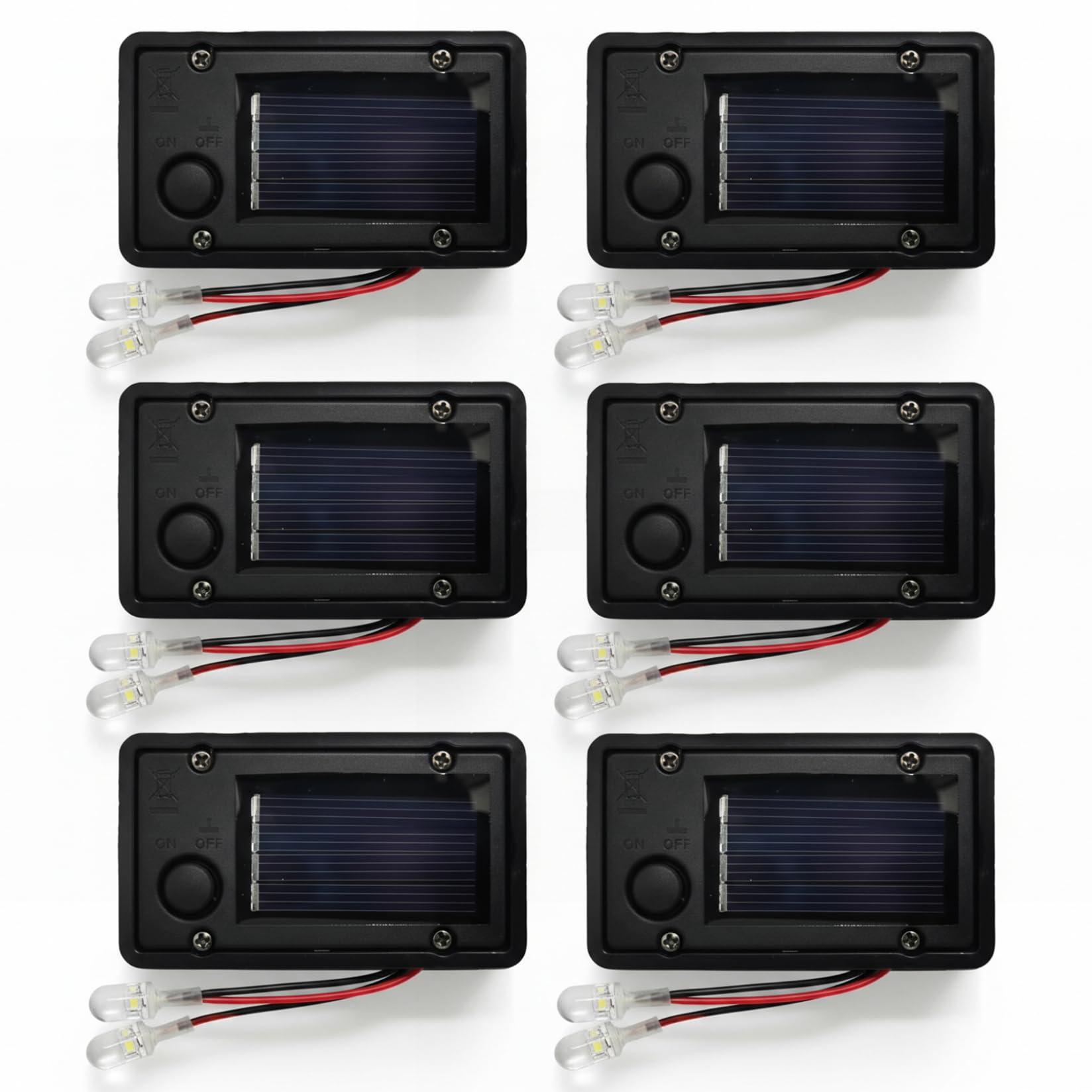 Tsawntd 6-Pack Solar Light Replacement Tops, 4x7cm Waterproof Replacement Solar Panels with Warm White LED for Outdoor Garden Lights Light Tops Parts