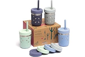 Unbreakable Stainless Steel Cups with Lids: Elk and Friends 10oz Mason Jar...